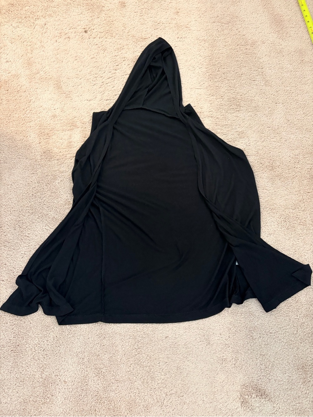 Japanese Import Black Hooded Open-Front Draped Vest / Cardigan – Women #112